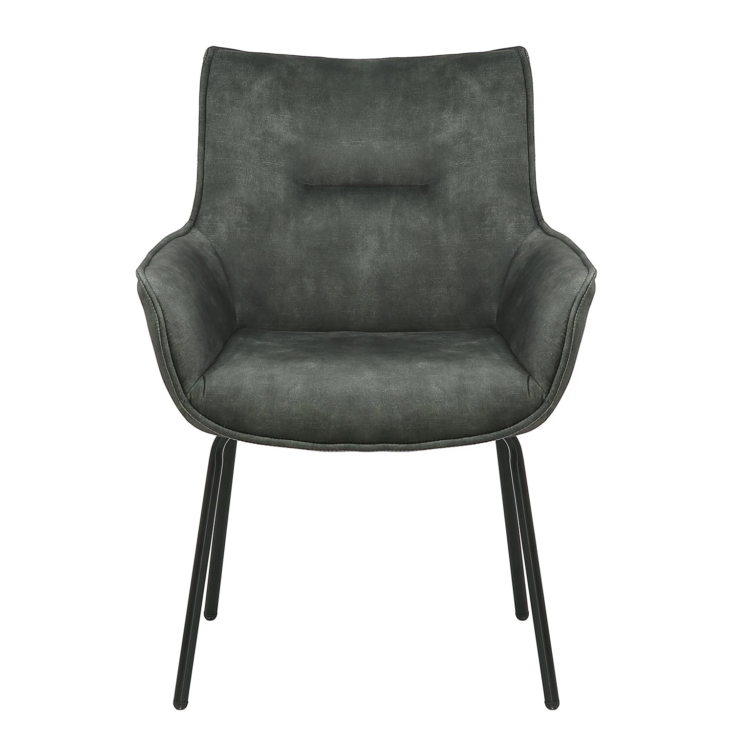 Loftscape Chaise à accoudoirs Betty - Velours / Métal - Gris vintage / Noir 3 Loftscape Chaise à accoudoirs Betty - Velours / Métal - Gris vintage / Noir – Image 3