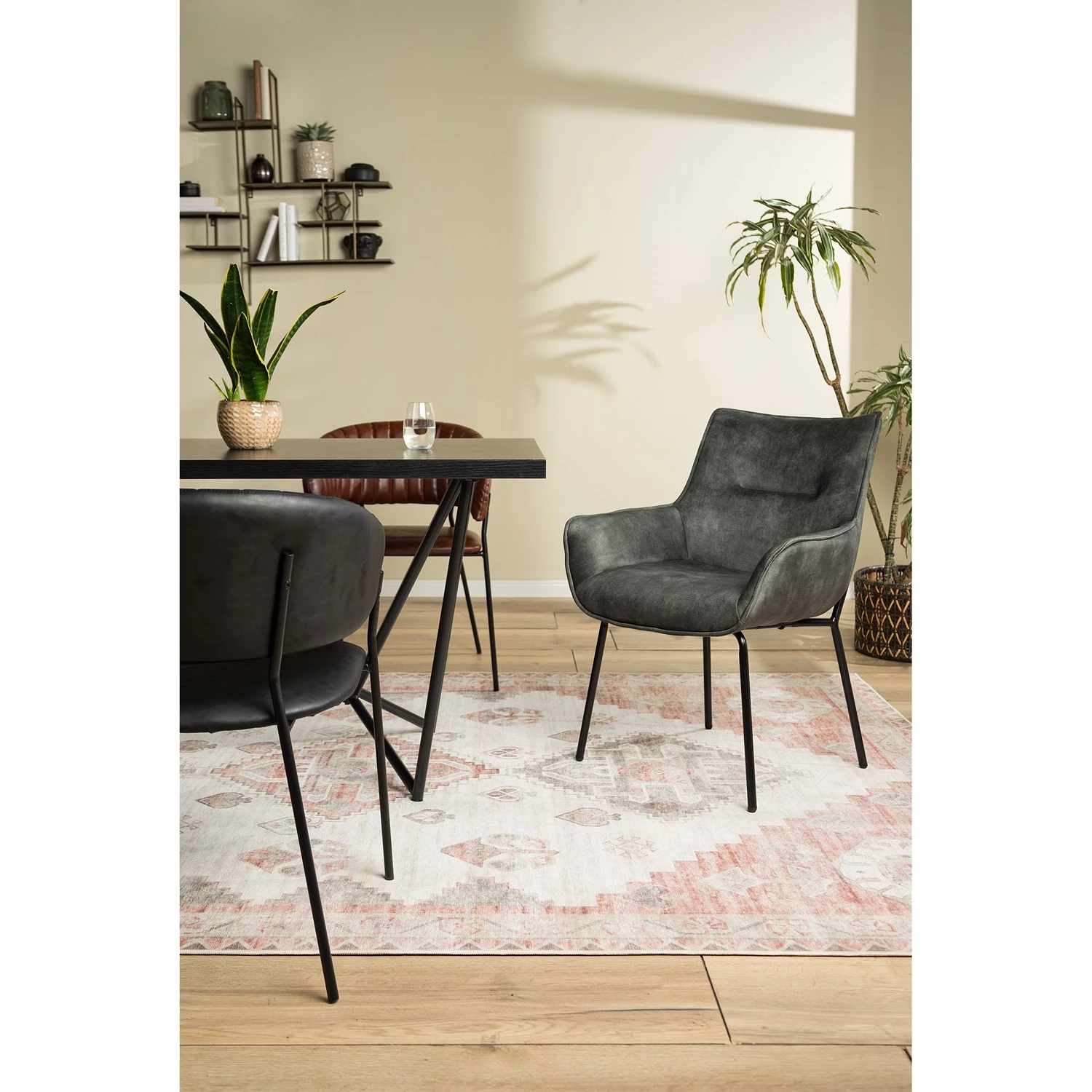 Loftscape Chaise à accoudoirs Betty - Velours / Métal - Gris vintage / Noir 2 Loftscape Chaise à accoudoirs Betty - Velours / Métal - Gris vintage / Noir – Image 2