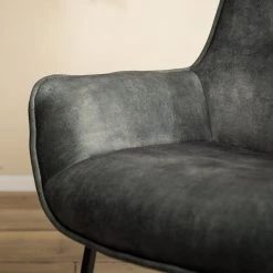 Loftscape Chaise à accoudoirs Betty - Velours / Métal - Gris vintage / Noir 22 Loftscape Chaise à accoudoirs Betty - Velours / Métal - Gris vintage / Noir -Meubles de salle à manger Soldes Magasin 1000274879 220519 032 DETAILS P000000001000274879