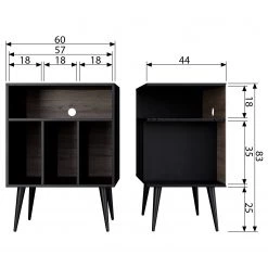 Norrwood Commode Lahti - Partiellement en pin massif - Pin noir / Noyer -Meubles de salle à manger Soldes Magasin 1000275642 210630 12470300183 SKETCH DETAILS P000000001000275642 sketch