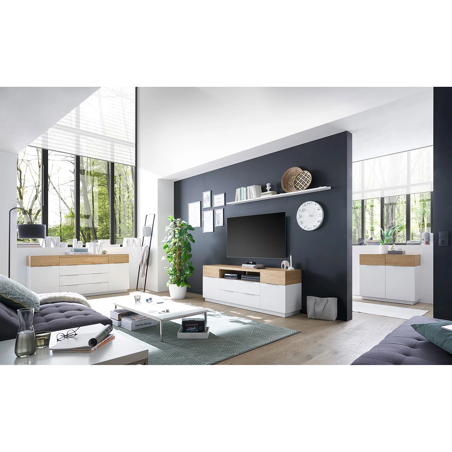 Norrwood Enfilade Akaa I - Placage en bois véritable - Chêne / Blanc 2 Norrwood Enfilade Akaa I - Placage en bois véritable - Chêne / Blanc – Image 2