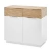 Norrwood Buffet Akaa - Placage en bois véritable - Chêne / Blanc