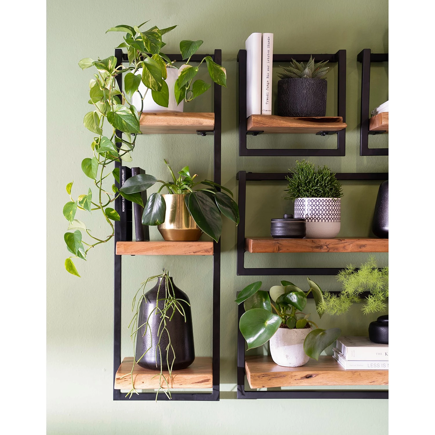 Ars manufacti Étagère murale Kaawo II - Acacia massif / Métal - Acacia / Noir - Hauteur : 100 cm 3 Ars manufacti Étagère murale Kaawo II - Acacia massif / Métal - Acacia / Noir - Hauteur : 100 cm – Image 3