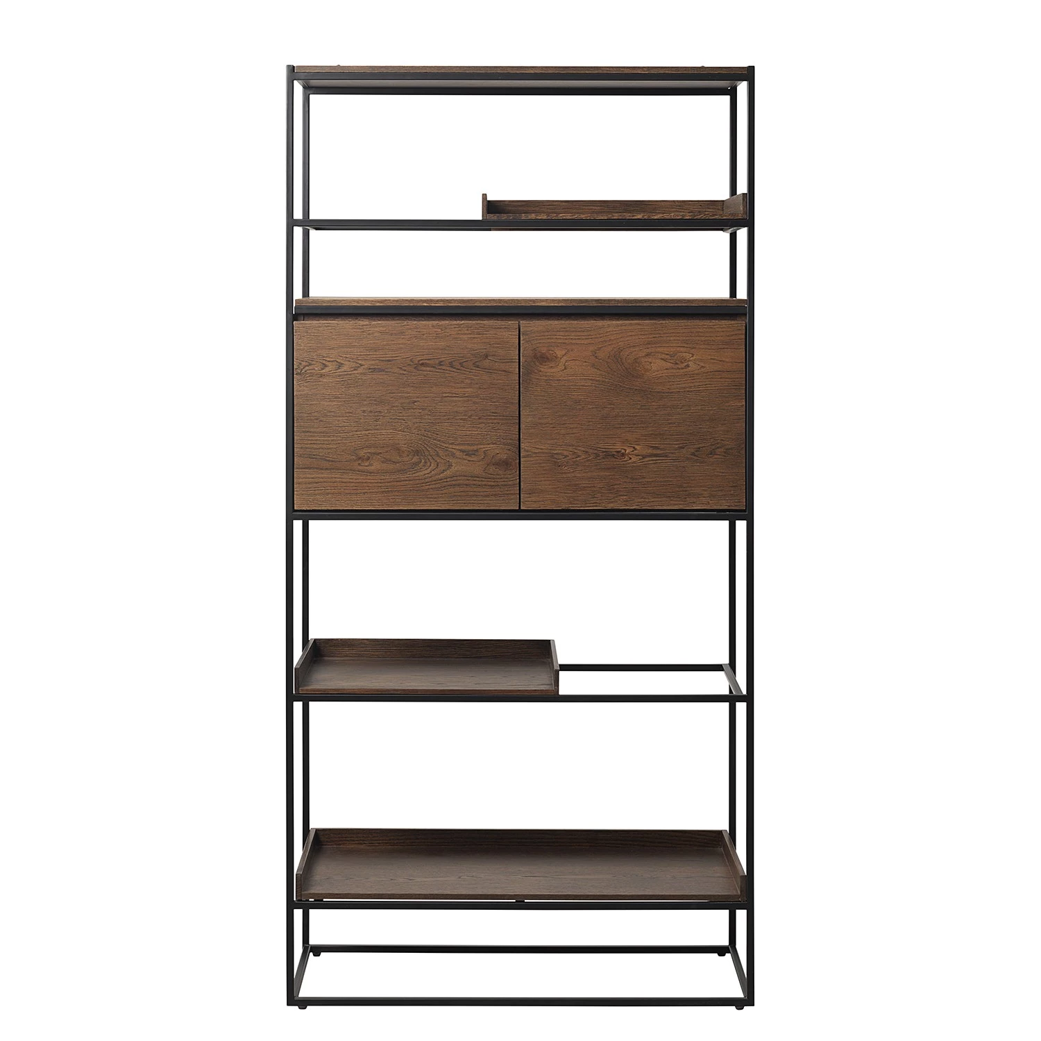 Red Living Étagère Ratho - Placage en bois véritable / Métal - Chêne fumé / Noir 1 Red Living Étagère Ratho - Placage en bois véritable / Métal - Chêne fumé / Noir