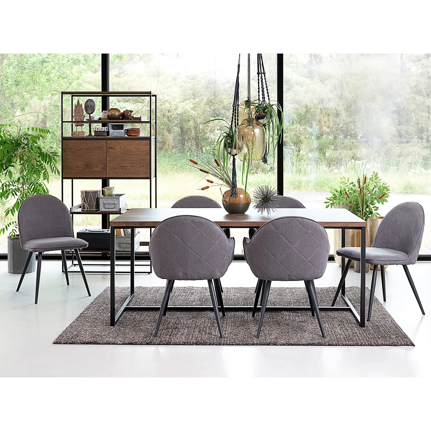 Red Living Étagère Ratho - Placage en bois véritable / Métal - Chêne fumé / Noir 3 Red Living Étagère Ratho - Placage en bois véritable / Métal - Chêne fumé / Noir – Image 3