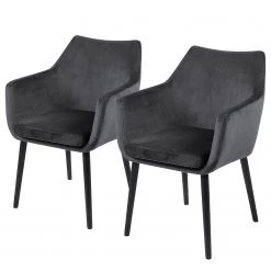 Mørteens Chaises à accoudoirs Nicholas V - Velours Kemi: Gris foncé - Lot de 2