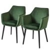 Mørteens Chaises à accoudoirs Nicholas V - Velours Kemi: Vert foncé - Lot de 2