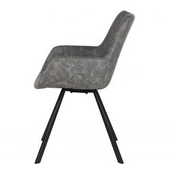 Ars manufacti Chaise à accoudoirs Cielo - Imitation cuir / Acier - Gris vintage / Noir -Meubles de salle à manger Soldes Magasin 1000281736 220920 040 DETAILS P000000001000281736