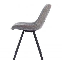 Ars manufacti Chaises Cielo (lot de 2) - Imitation cuir / Acier - Gris vintage / Noir -Meubles de salle à manger Soldes Magasin 1000281745 220324 040 DETAILS P000000001000281745