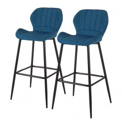 Ars manufacti Chaises de bar Fia (lot de 2) - Bleu brillant