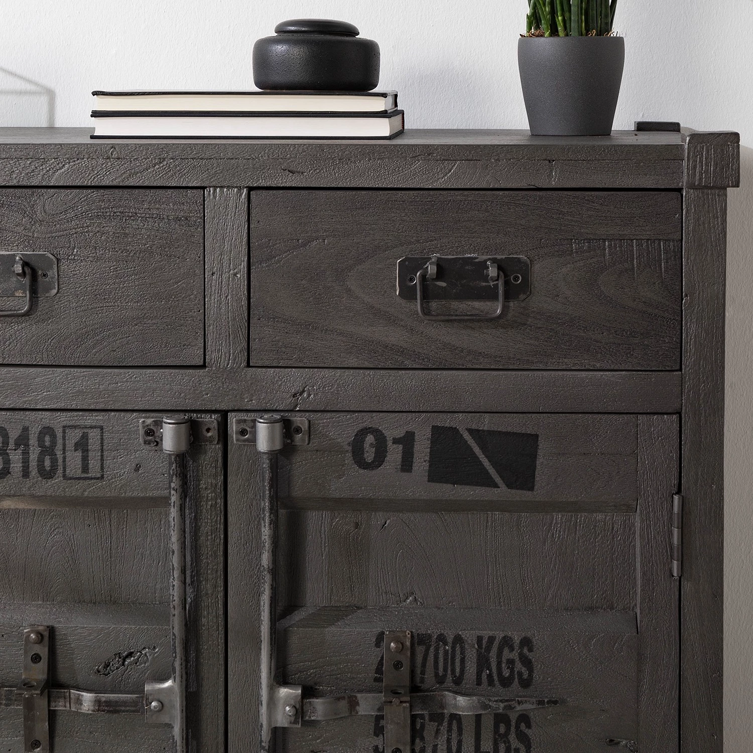 Wolf-Möbel Buffet Container - Acacia Gris 3 Wolf-Möbel Buffet Container - Acacia Gris – Image 3