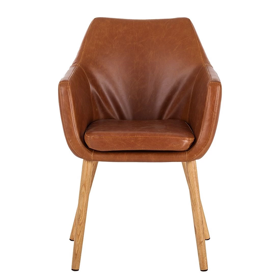 Mørteens Chaises à accoudoirs Nicholas - Cuir synthétique Aken: Cognac vintage - Lot de 2 3 Mørteens Chaises à accoudoirs Nicholas - Cuir synthétique Aken: Cognac vintage - Lot de 2 – Image 3