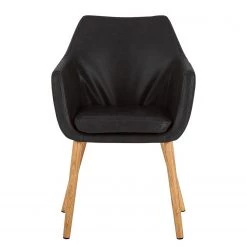 Mørteens Chaises à accoudoirs Nicholas - Cuir synthétique Aken: Noir vintage - Lot de 2 -Meubles de salle à manger Soldes Magasin 1000281818 210819 09273000117 DETAILS P000000001000281818