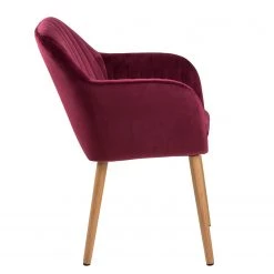 Mørteens Chaises à accoudoirs Tilanda - Tissu / Chêne massif - Velours Kemi: Bordeaux - Lot de 2 -Meubles de salle à manger Soldes Magasin 1000281844 210819 09360200221 DETAILS P000000001000281844