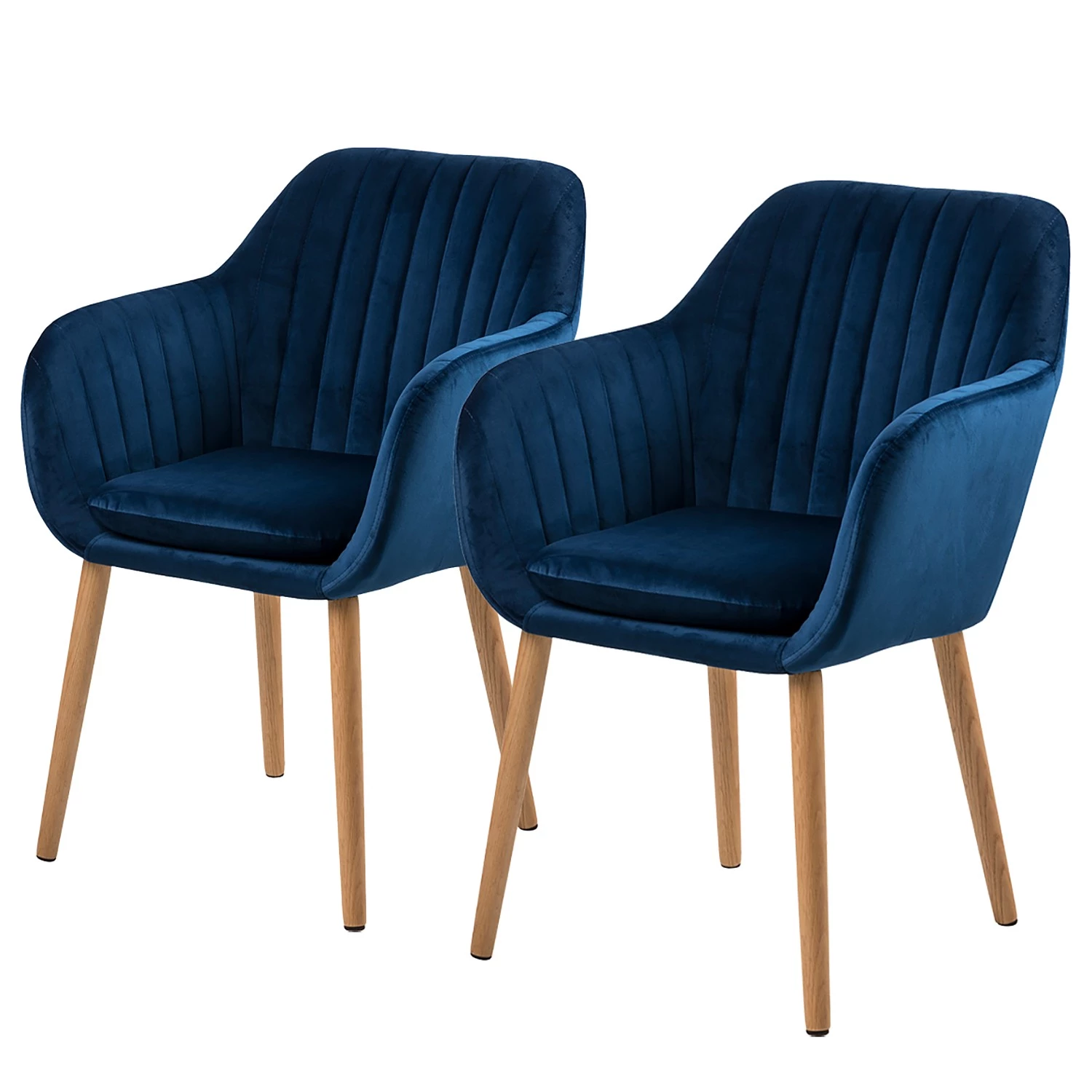 Mørteens Chaises à accoudoirs Tilanda - Tissu / Chêne massif - Velours Kemi: Bleu foncé - Lot de 2 1 Mørteens Chaises à accoudoirs Tilanda - Tissu / Chêne massif - Velours Kemi: Bleu foncé - Lot de 2