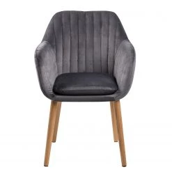 Mørteens Chaises à accoudoirs Tilanda - Tissu / Chêne massif - Velours Kemi: Gris foncé - Lot de 2 -Meubles de salle à manger Soldes Magasin 1000281848 210819 09364600236 DETAILS P000000001000281848