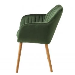 Mørteens Chaises à accoudoirs Tilanda - Tissu / Chêne massif - Velours Kemi: Vert foncé - Lot de 2 -Meubles de salle à manger Soldes Magasin 1000281850 210819 09370400245 DETAILS P000000001000281850