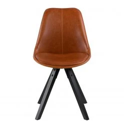 Mørteens Chaises capitonnées Aledas III - Imitation cuir / Hévéa massif - Cognac / Noir - Lot de 4 -Meubles de salle à manger Soldes Magasin 1000282502 210819 09453100450 DETAILS P000000001000282502