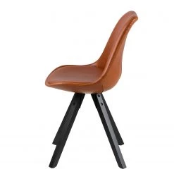 Mørteens Chaises capitonnées Aledas III - Imitation cuir / Hévéa massif - Cognac / Noir - Lot de 4 -Meubles de salle à manger Soldes Magasin 1000282502 210819 09453100451 DETAILS P000000001000282502