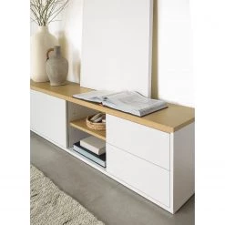 Loftscape Meuble TV Agueda - Imitation marbre blanc / Noir -Meubles de salle à manger Soldes Magasin 1000282700 210729 06154700079 MOOD DETAILS P000000001000282700 mood