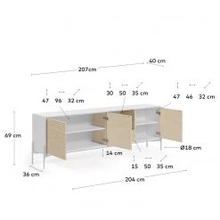 Loftscape Buffet Maredale - Frêne massif - Blanc / Frêne -Meubles de salle à manger Soldes Magasin 1000282702 210729 06155200095 SKETCH DETAILS P000000001000282702 sketch