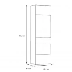 Loftscape Vitrine Corey - Avec éclairage - Imitation chêne / Gris - Butoir à gauche -Meubles de salle à manger Soldes Magasin 1000282745 211109 144354000571 SKETCH DETAILS P000000001000282745 sketch