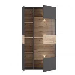 Loftscape Vitrine Corey - Avec éclairage - Imitation chêne / Gris - Porte en verre à droite -Meubles de salle à manger Soldes Magasin 1000282747 211109 144406000127 DETAILS P000000001000282747