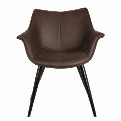 Ars manufacti Chaise à accoudoirs Kantii II - Microfibre / Métal - Microfibre Colby: Marron foncé vintage - Lot de 2 -Meubles de salle à manger Soldes Magasin 1000284160 210819 08490700035 DETAILS P000000001000284160