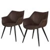 Ars manufacti Chaise à accoudoirs Kantii II - Microfibre / Métal - Microfibre Colby: Marron foncé vintage - Lot de 2