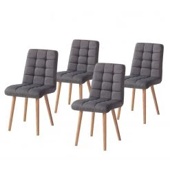 Mørteens Chaise capitonnée Doskie I - Tissu Zea: Gris foncé - Lot de 4