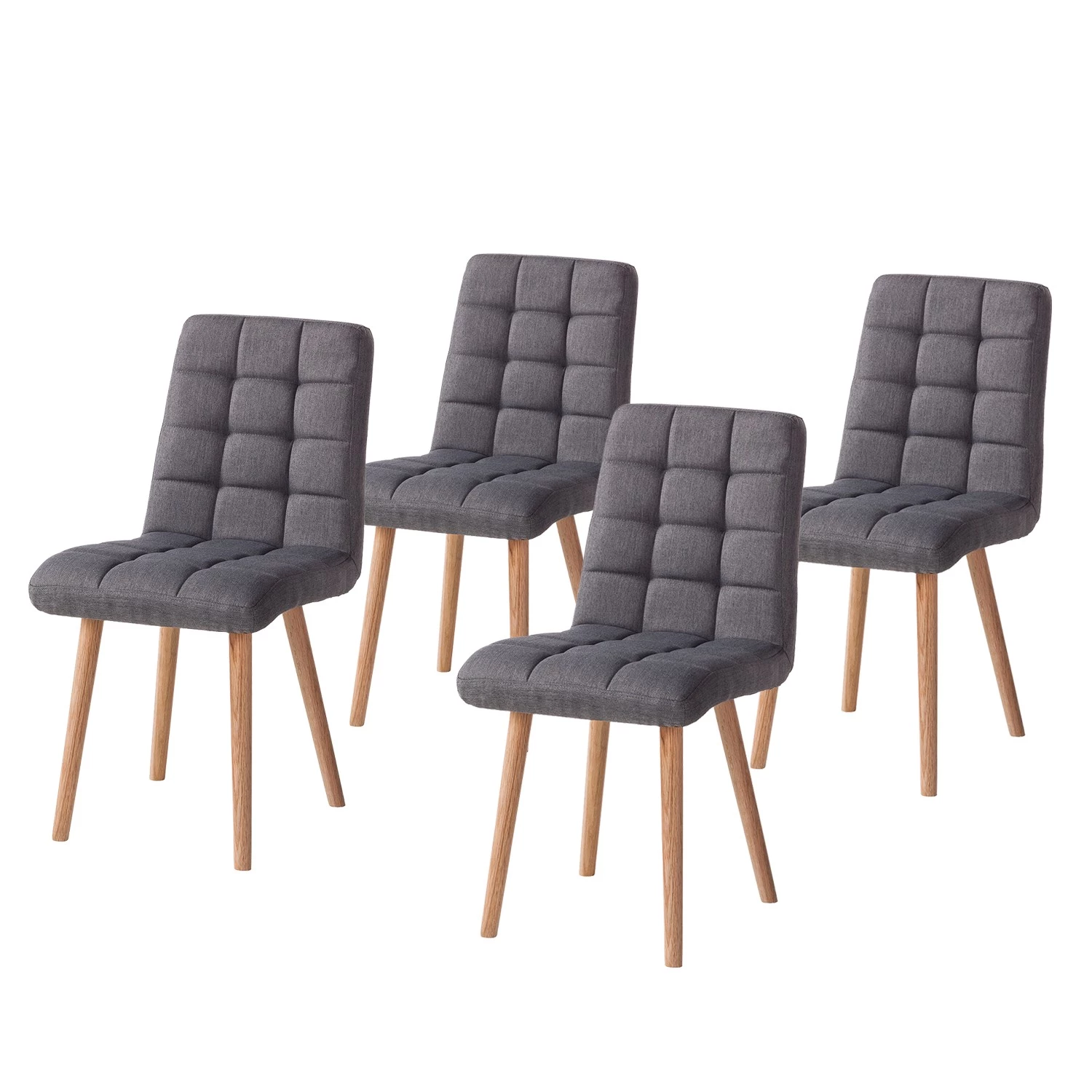 Mørteens Chaise capitonnée Doskie I - Tissu Zea: Gris foncé - Lot de 4 1 Mørteens Chaise capitonnée Doskie I - Tissu Zea: Gris foncé - Lot de 4
