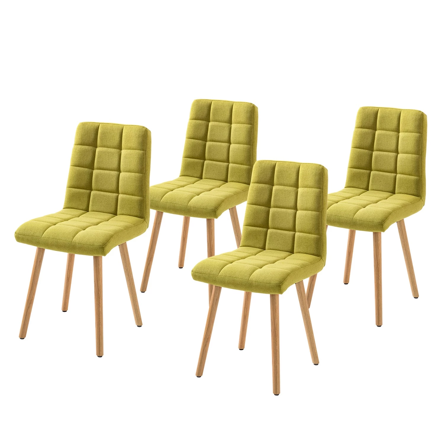 Mørteens Chaise capitonnée Doskie II - Lin / Chêne massif - Citron vert - Lot de 4 1 Mørteens Chaise capitonnée Doskie II - Lin / Chêne massif - Citron vert - Lot de 4