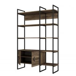 Red Living Étagère murale Sun - Métal - Imitation noyer / Noir -Meubles de salle à manger Soldes Magasin 1000284387 210809 06091300162 DETAILS P000000001000284387