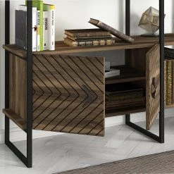 Red Living Étagère murale Sun - Métal - Imitation noyer / Noir -Meubles de salle à manger Soldes Magasin 1000284387 210809 06091300163 DETAILS P000000001000284387