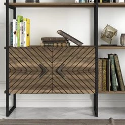 Red Living Étagère murale Sun - Métal - Imitation noyer / Noir -Meubles de salle à manger Soldes Magasin 1000284387 210809 06091300164 DETAILS P000000001000284387