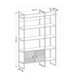 Red Living Étagère murale Sun - Métal - Imitation noyer / Noir -Meubles de salle à manger Soldes Magasin 1000284387 210809 06091300165 SKETCH DETAILS P000000001000284387 sketch