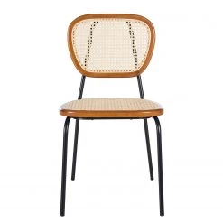 Maison Belfort Chaises Ramona (lot de 2) - Rotin & Hêtre massif / Acier - Beige & Hêtre / Chrome -Meubles de salle à manger Soldes Magasin 1000285155 220608 030 DETAILS P000000001000285155