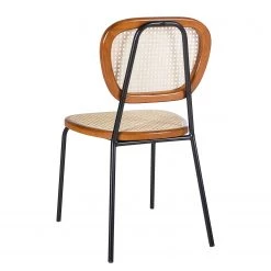 Maison Belfort Chaises Ramona (lot de 2) - Rotin & Hêtre massif / Acier - Beige & Hêtre / Chrome -Meubles de salle à manger Soldes Magasin 1000285155 220608 040 DETAILS P000000001000285155