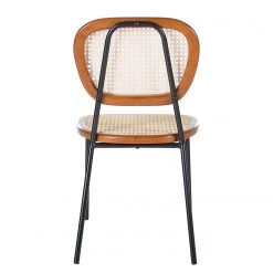 Maison Belfort Chaises Ramona (lot de 2) - Rotin & Hêtre massif / Acier - Beige & Hêtre / Chrome -Meubles de salle à manger Soldes Magasin 1000285155 220608 045 DETAILS P000000001000285155