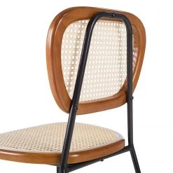 Maison Belfort Chaises Ramona (lot de 2) - Rotin & Hêtre massif / Acier - Beige & Hêtre / Chrome -Meubles de salle à manger Soldes Magasin 1000285155 220608 050 DETAILS P000000001000285155