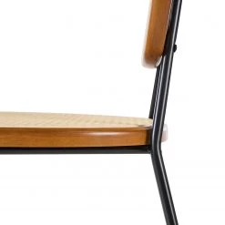 Maison Belfort Chaises Ramona (lot de 2) - Rotin & Hêtre massif / Acier - Beige & Hêtre / Chrome -Meubles de salle à manger Soldes Magasin 1000285155 220608 055 DETAILS P000000001000285155