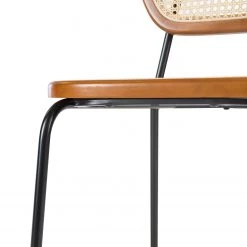 Maison Belfort Chaises Ramona (lot de 2) - Rotin & Hêtre massif / Acier - Beige & Hêtre / Chrome -Meubles de salle à manger Soldes Magasin 1000285155 220608 060 DETAILS P000000001000285155