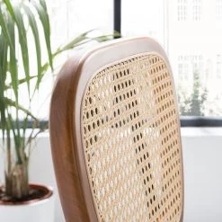 Maison Belfort Chaises Ramona (lot de 2) - Rotin & Hêtre massif / Acier - Beige & Hêtre / Chrome -Meubles de salle à manger Soldes Magasin 1000285155 220609 030 DETAILS P000000001000285155