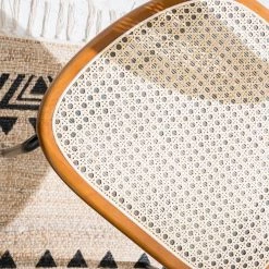 Maison Belfort Chaises Ramona (lot de 2) - Rotin & Hêtre massif / Acier - Beige & Hêtre / Chrome -Meubles de salle à manger Soldes Magasin 1000285155 220609 045 DETAILS P000000001000285155