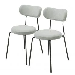 Ars manufacti Chaises Timika (lot de 2) - Tissu / Métal - Gris clair / Noir