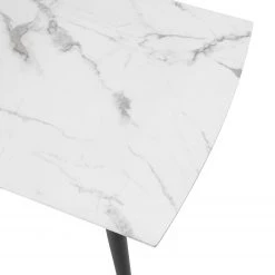 Jack & Alice Table Sigma - Verre de sécurité / Fer - Imitation marbre blanc / Noir -Meubles de salle à manger Soldes Magasin 1000285342 220719 040 DETAILS P000000001000285342