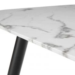 Jack & Alice Table Sigma - Verre de sécurité / Fer - Imitation marbre blanc / Noir -Meubles de salle à manger Soldes Magasin 1000285342 220719 050 DETAILS P000000001000285342