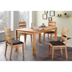 Naturoo Salle à manger Bodney I (5 éléments) - Duramen de hêtre massif / Imitation cuir - Duramen de hêtre / Noir -Meubles de salle à manger Soldes Magasin 1000285483 210811 16233100001 MOOD DETAILS P000000001000285483 mood