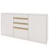 GWINNER Buffet Calea III - Plaqué bois - Blanc mat / Chêne