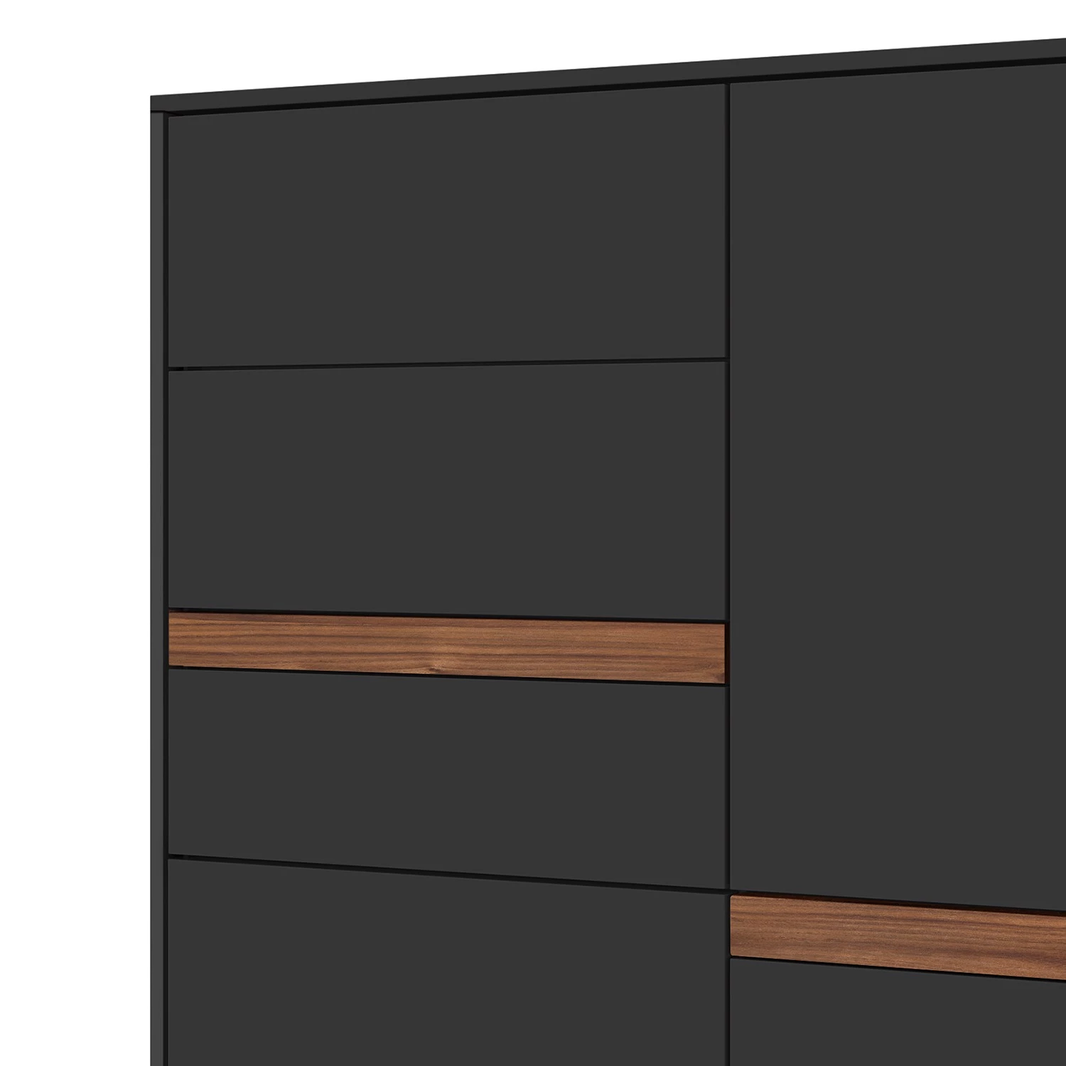 GWINNER Buffet haut Calea I - Plaqué bois - Anthracite mat / Noyer 3 GWINNER Buffet haut Calea I - Plaqué bois - Anthracite mat / Noyer – Image 3